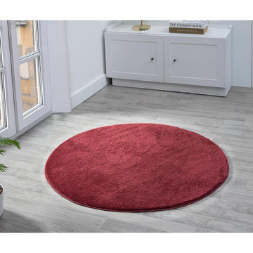 Washable Comfy Plain CMF00 Red Round Rug-Desire Rugs-Rug Love - The Most Loved Rug Store